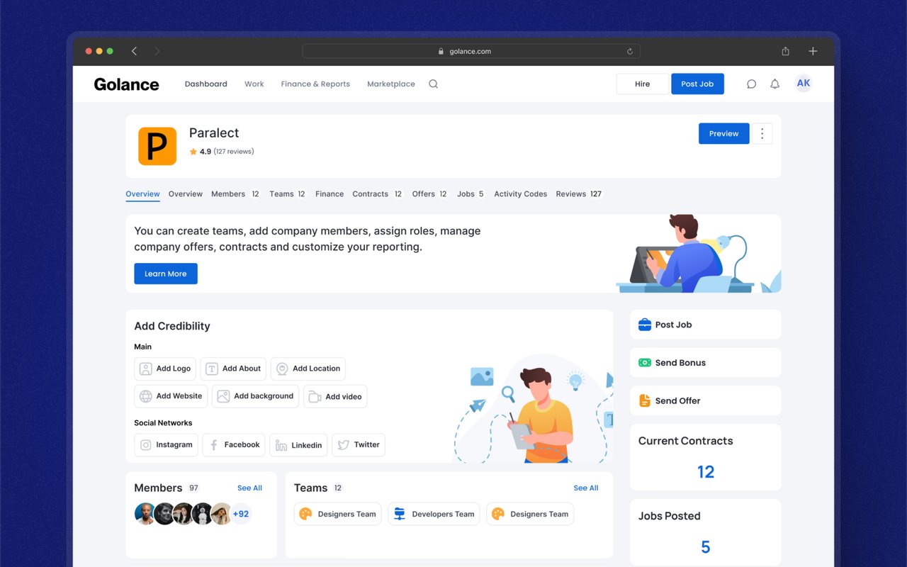 Company dashboard